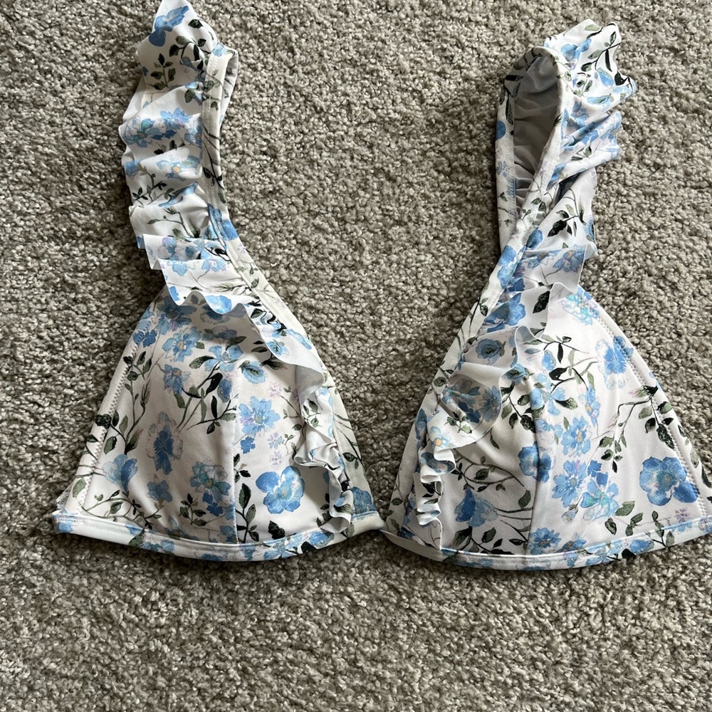 Ruffle Floral Bikini Top